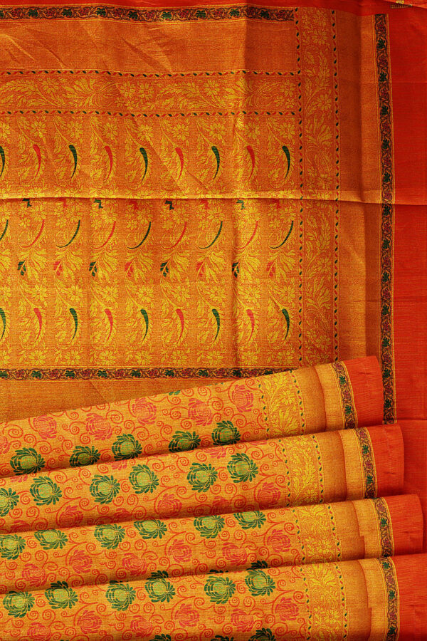 sri kumaran stores jakarta saree yellow saree with orange border 1 4