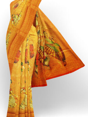sri kumaran stores jakarta saree yellow saree with red border 1