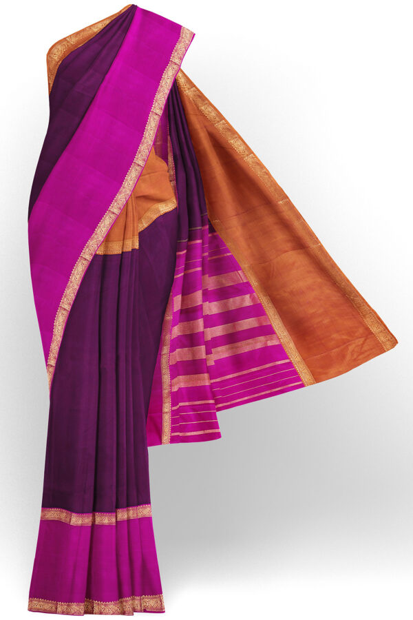 sri kumaran stores kanchipuram silk saree maroon saree with golden pink border 2