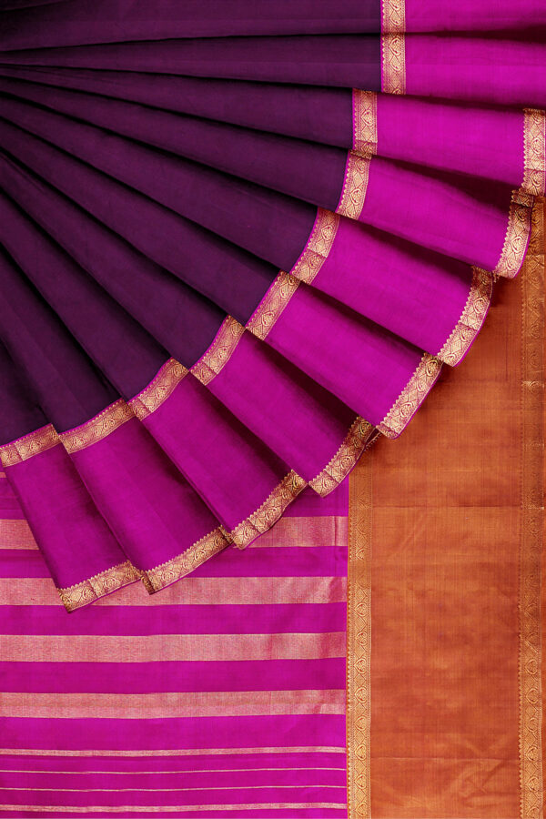 sri kumaran stores kanchipuram silk saree maroon saree with golden pink border 4