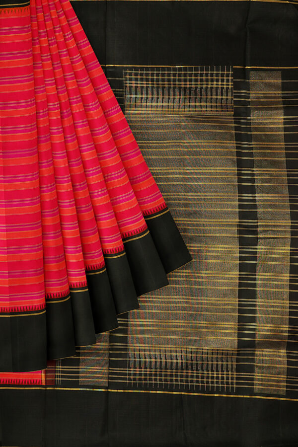 sri kumaran stores kanchipuram silk saree red saree with black border 1
