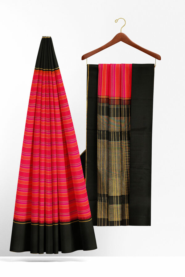 sri kumaran stores kanchipuram silk saree red saree with black border 3