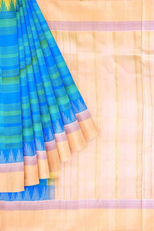sri kumaran stores kanchipuram silk saree sky blue saree with golden white border 1