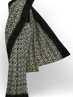 sri kumaran stores linen chiffon saree black and white saree with black border 1