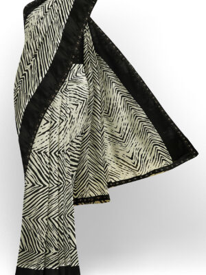 sri kumaran stores linen chiffon saree black and white saree with black border 2 1