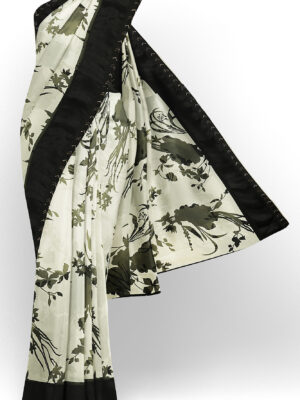 sri kumaran stores linen chiffon saree black and white saree with black border 4 1