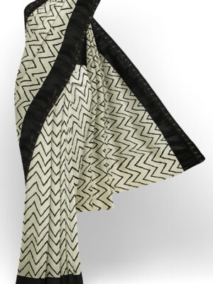 sri kumaran stores linen chiffon saree black and white saree with black border 5 1