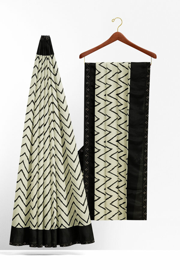 sri kumaran stores linen chiffon saree black and white saree with black border 5 2