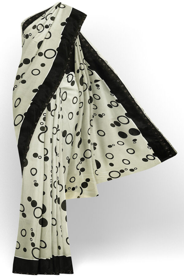sri kumaran stores linen chiffon saree black and white saree with black border 6 1