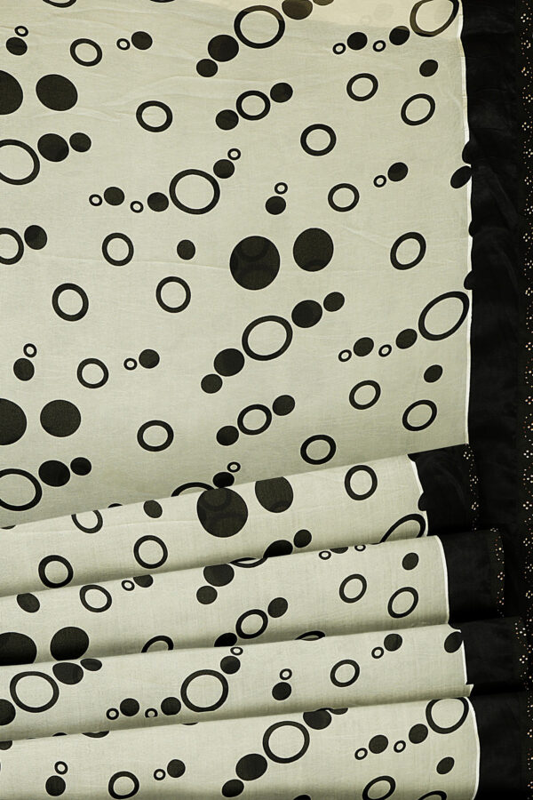 sri kumaran stores linen chiffon saree black and white saree with black border 6 4