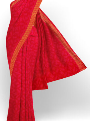 sri kumaran stores linen chiffon saree red saree with golden red border 1 1