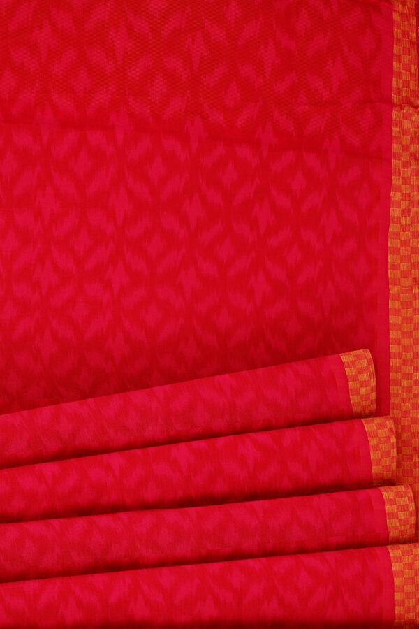 sri kumaran stores linen chiffon saree red saree with golden red border 1 4