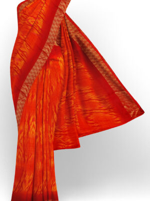 sri kumaran stores linen chiffon saree red saree with red border 1
