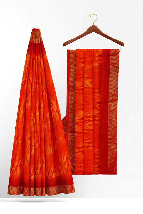 sri kumaran stores linen chiffon saree red saree with red border 2