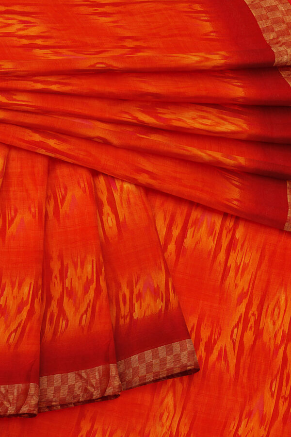 sri kumaran stores linen chiffon saree red saree with red border 5