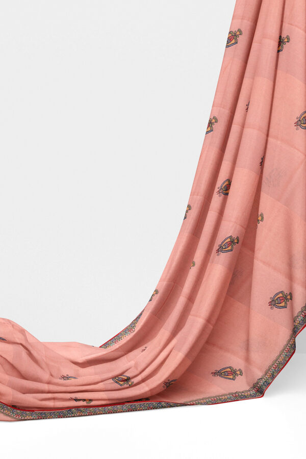 sri kumaran stores linen cotton baby pink saree with floral design border 3