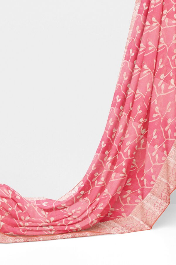 sri kumaran stores linen cotton baby pink saree with golden border 3