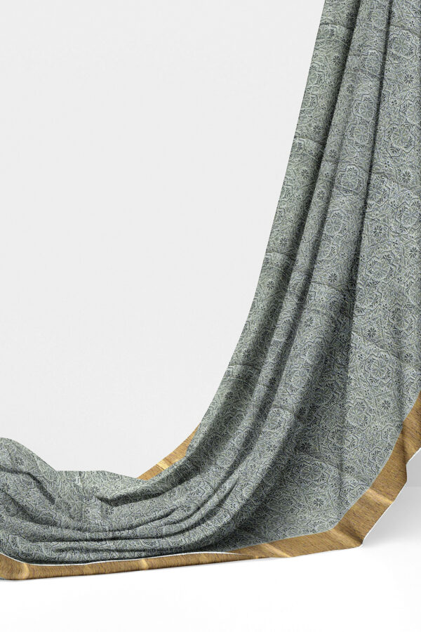 sri kumaran stores linen cotton black and white saree with golden border 3