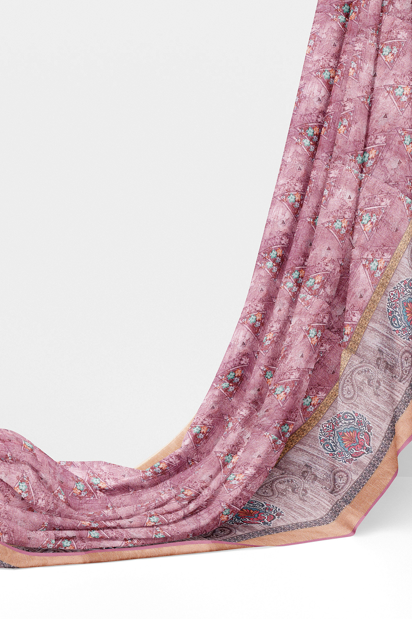 sri kumaran stores linen cotton dark pink saree with golden border 3