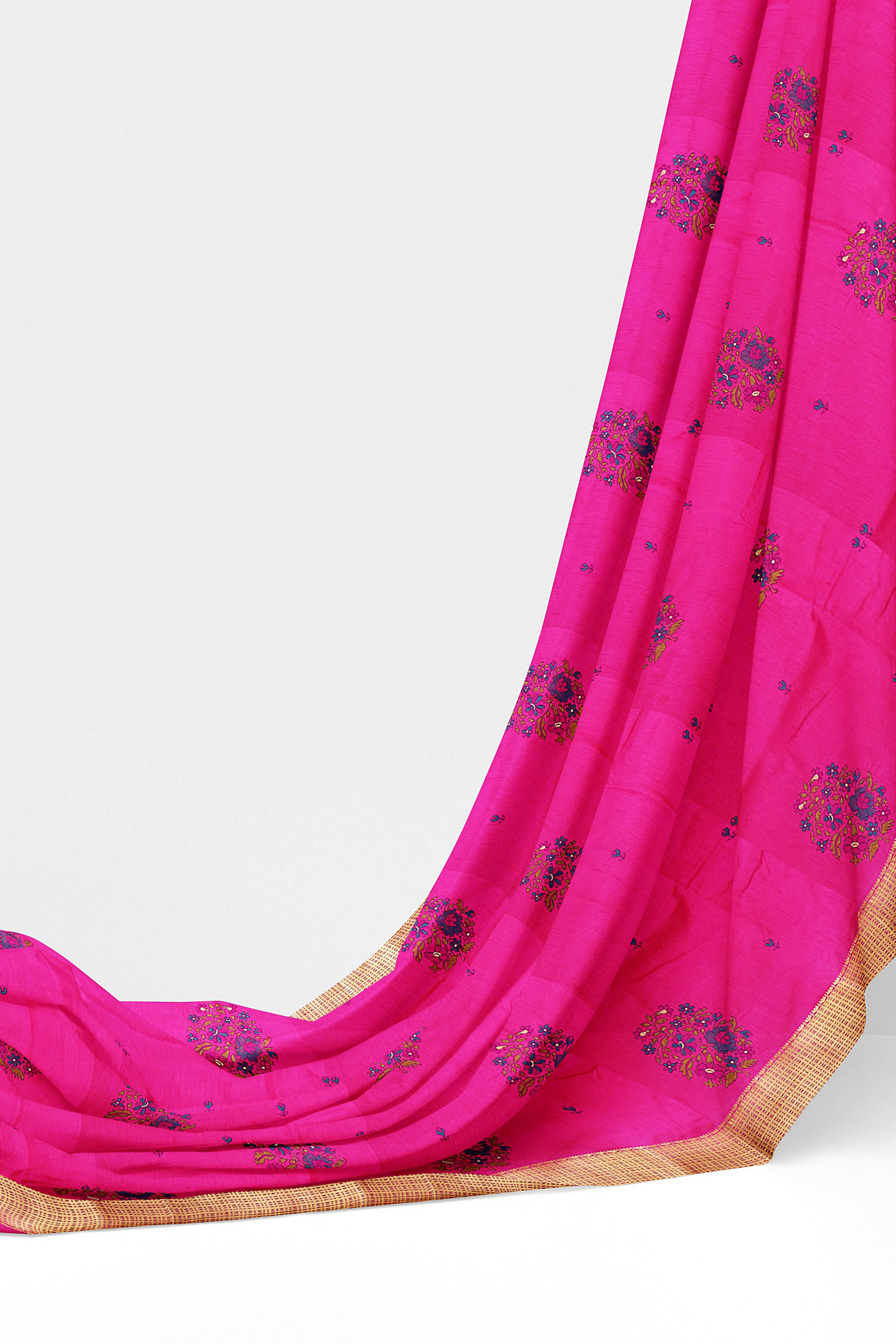 sri kumaran stores linen cotton dark pink saree with golden border 1 3