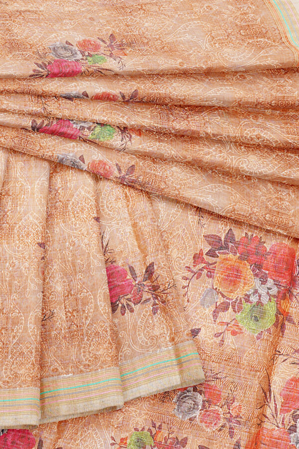 sri kumaran stores linen cotton golden orange saree with yellow border 5