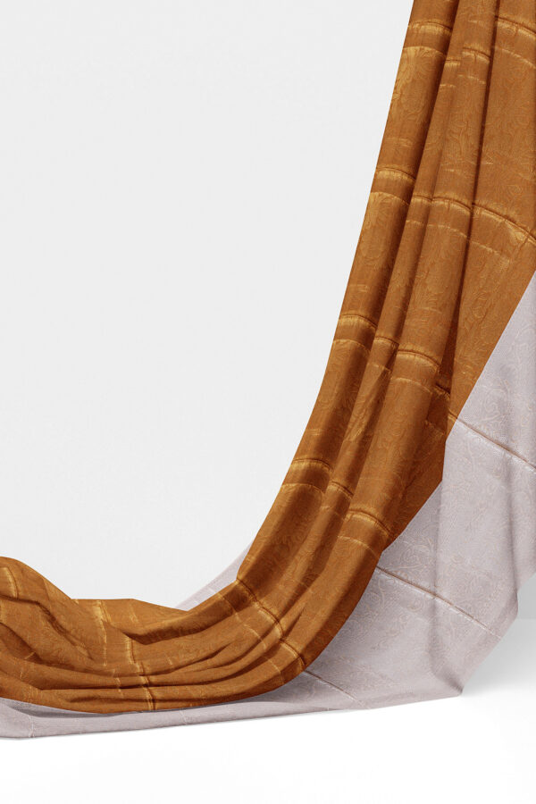 sri kumaran stores linen cotton golden saree with silver border 3