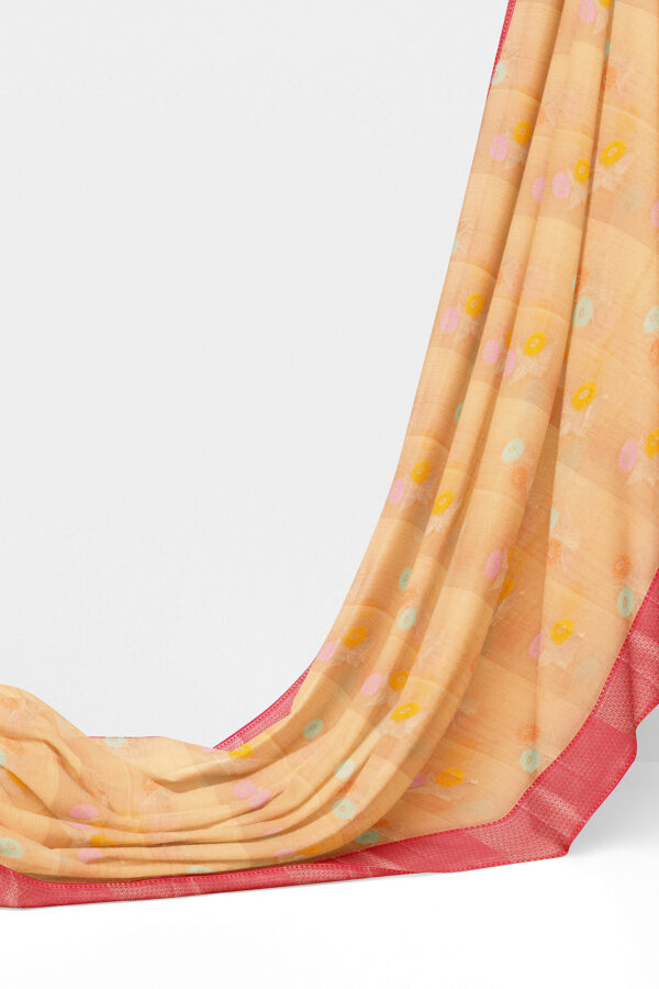 sri kumaran stores linen cotton golden yellow saree with red border 3