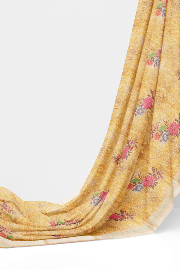 sri kumaran stores linen cotton golden yellow saree with yellow border 3