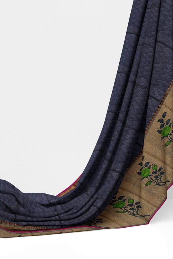 sri kumaran stores linen cotton grey saree with golden border 3