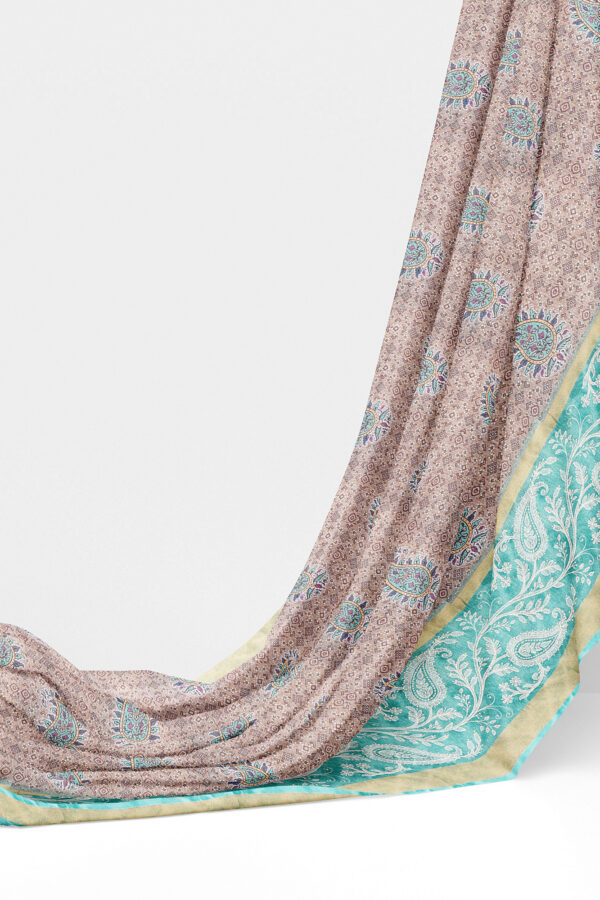 sri kumaran stores linen cotton light brown saree with blue golden border 1 3
