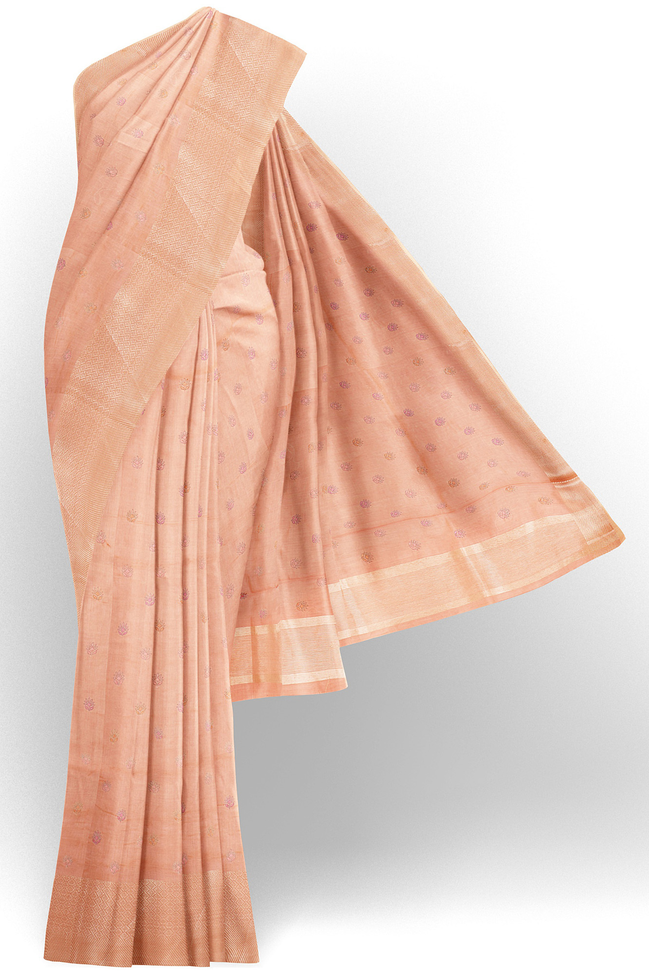 sri kumaran stores linen cotton light brown saree with golden border 1 1