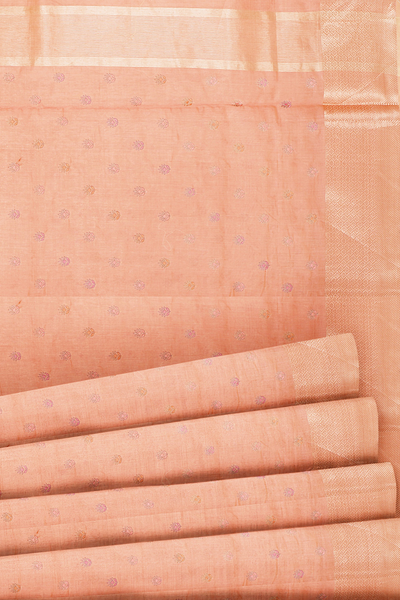 sri kumaran stores linen cotton light brown saree with golden border 1 4