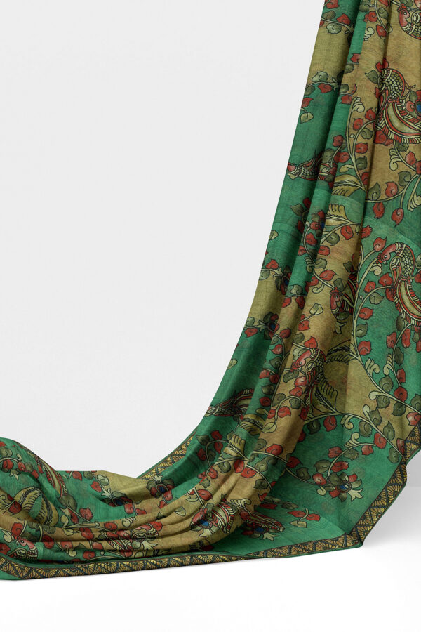 sri kumaran stores linen cotton light green saree with yellow floral border 3