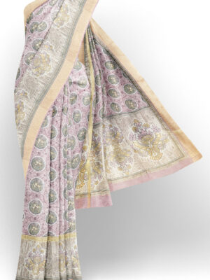 sri kumaran stores linen cotton light purple saree with golden border 1