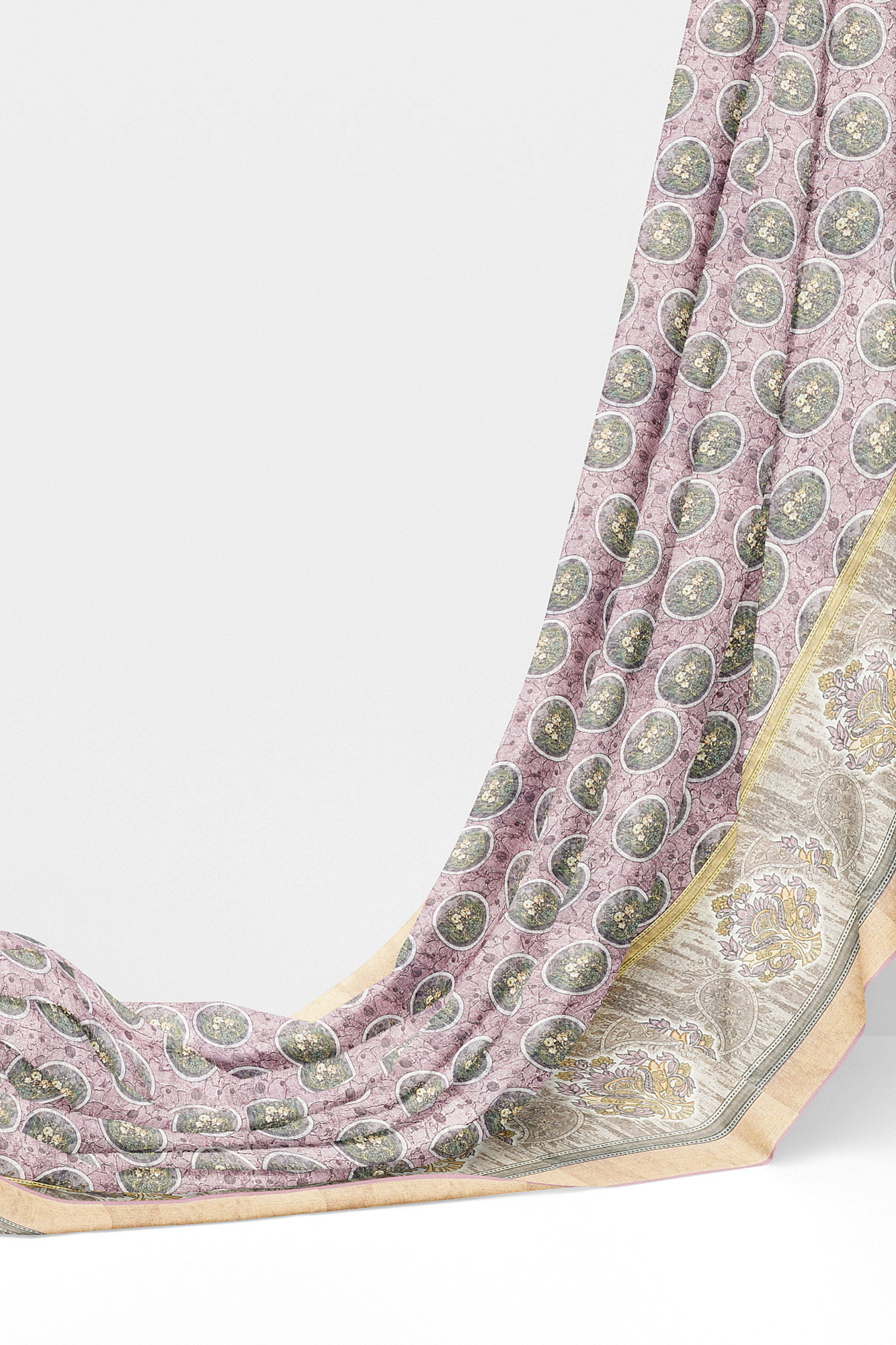sri kumaran stores linen cotton light purple saree with golden border 3
