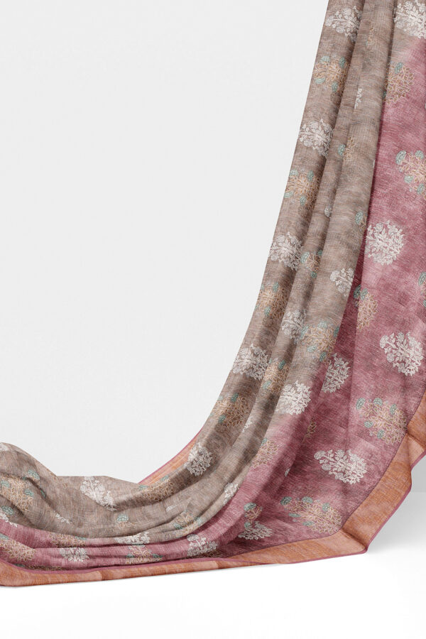 sri kumaran stores linen cotton maroon and brown saree with golden border 3