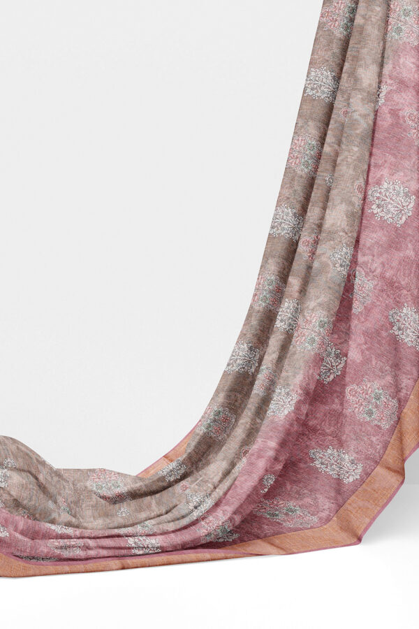 sri kumaran stores linen cotton maroon and brown saree with golden border 2 3