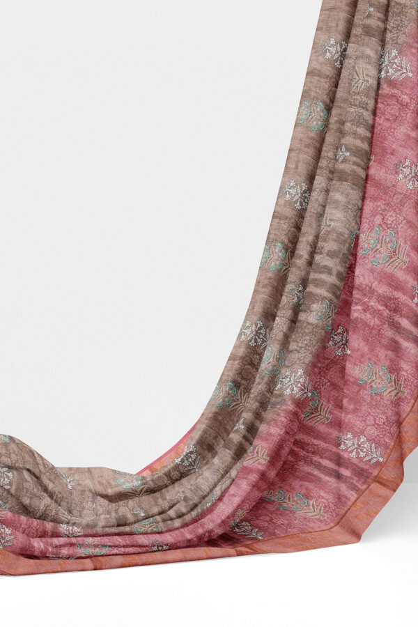sri kumaran stores linen cotton maroon and green saree with golden border 3