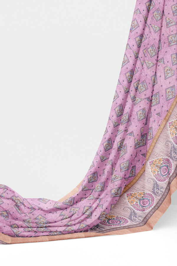 sri kumaran stores linen cotton pink saree with golden border 3
