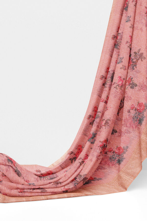 sri kumaran stores linen cotton pink saree with golden border 1 3