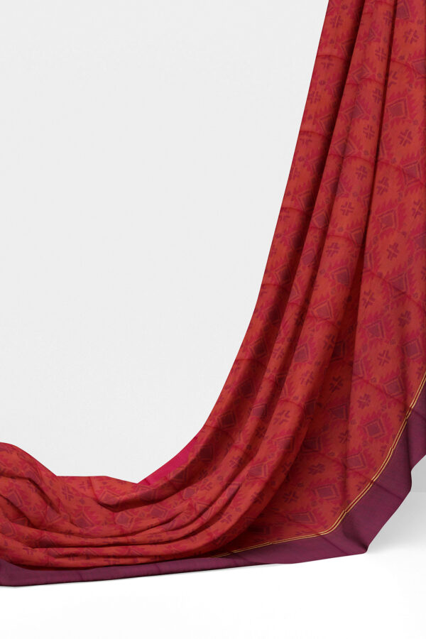 sri kumaran stores linen cotton red saree with maroon border 3