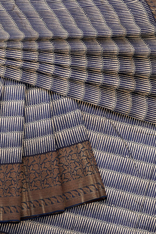 sri kumaran stores linen cotton white and dark blue saree with copper colour border 5