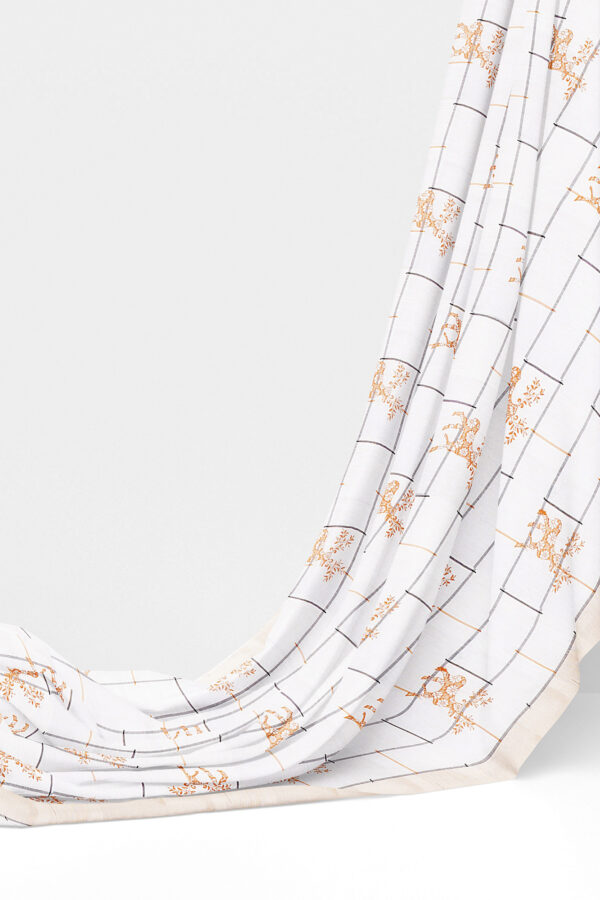 sri kumaran stores linen cotton white saree with white border 3