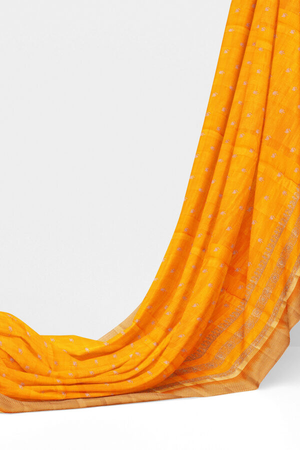 sri kumaran stores linen cotton yellow saree with golden border 3