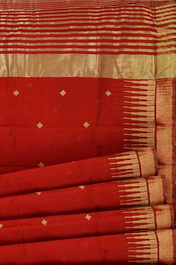 sri kumaran stores linen embroidery saree bright red saree with golden border 4
