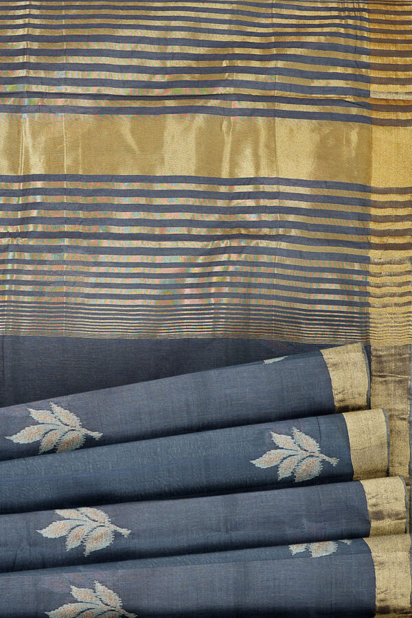 sri kumaran stores linen embroidery saree grey saree with golden border 4