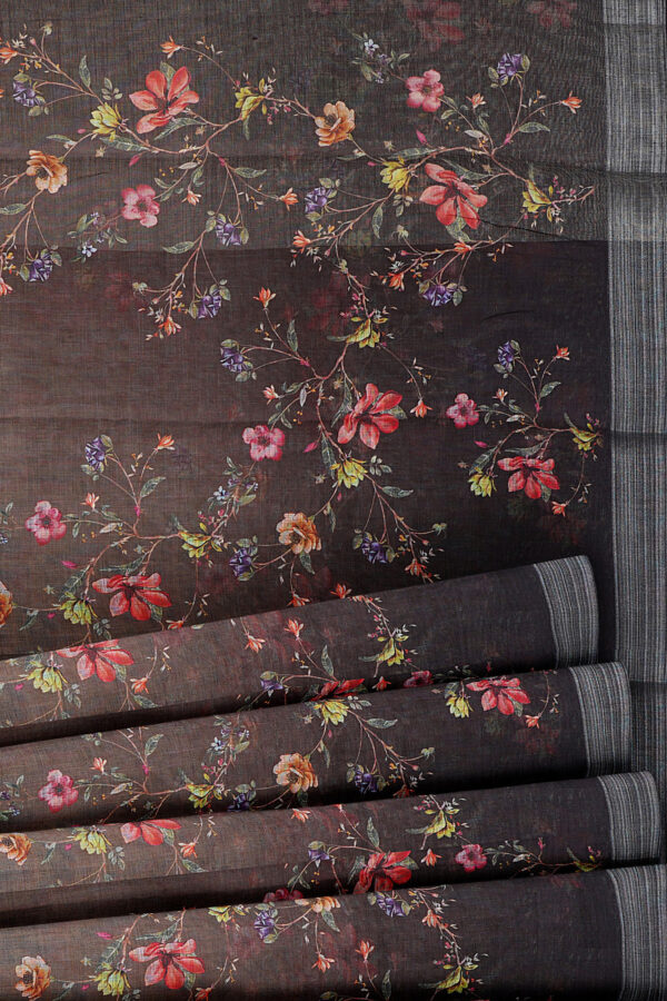 sri kumaran stores linen printed saree faded grey saree with grey border 4