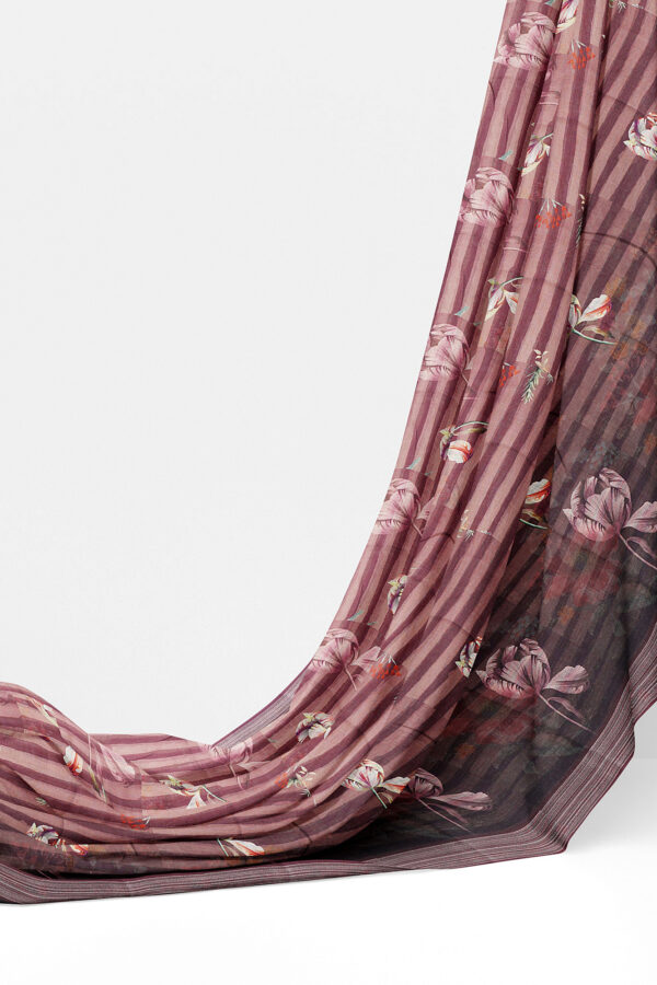 sri kumaran stores linen printed saree light brown saree with brown border 3