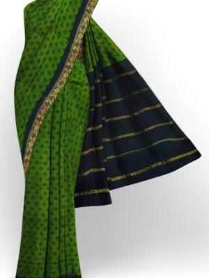 sri kumaran stores madurai cotton green saree with green border 1