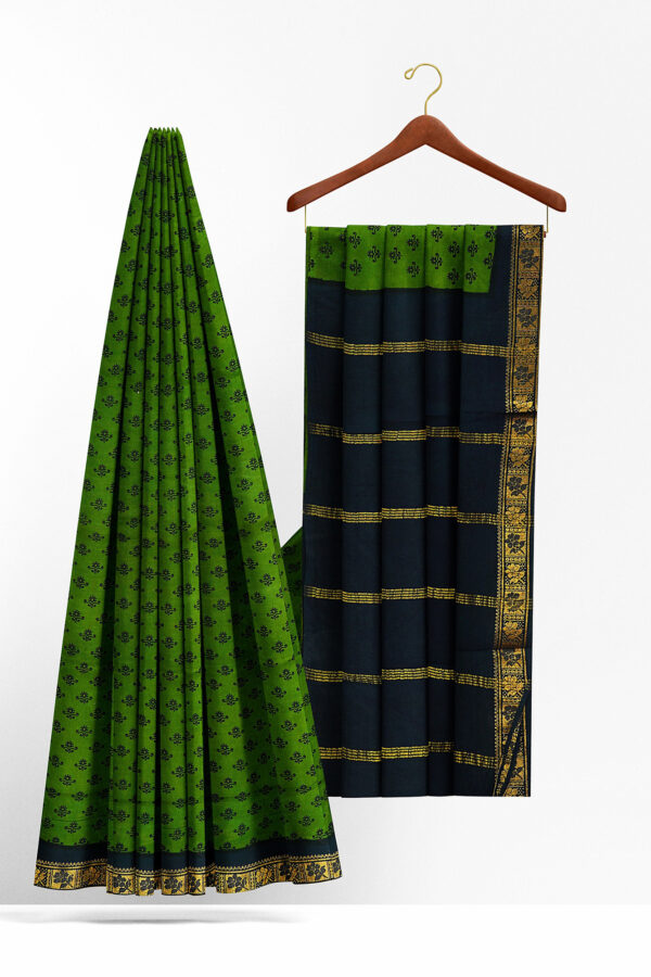 sri kumaran stores madurai cotton green saree with green border 2